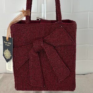 Made in India Bow Hand Held Bag - Maroon
